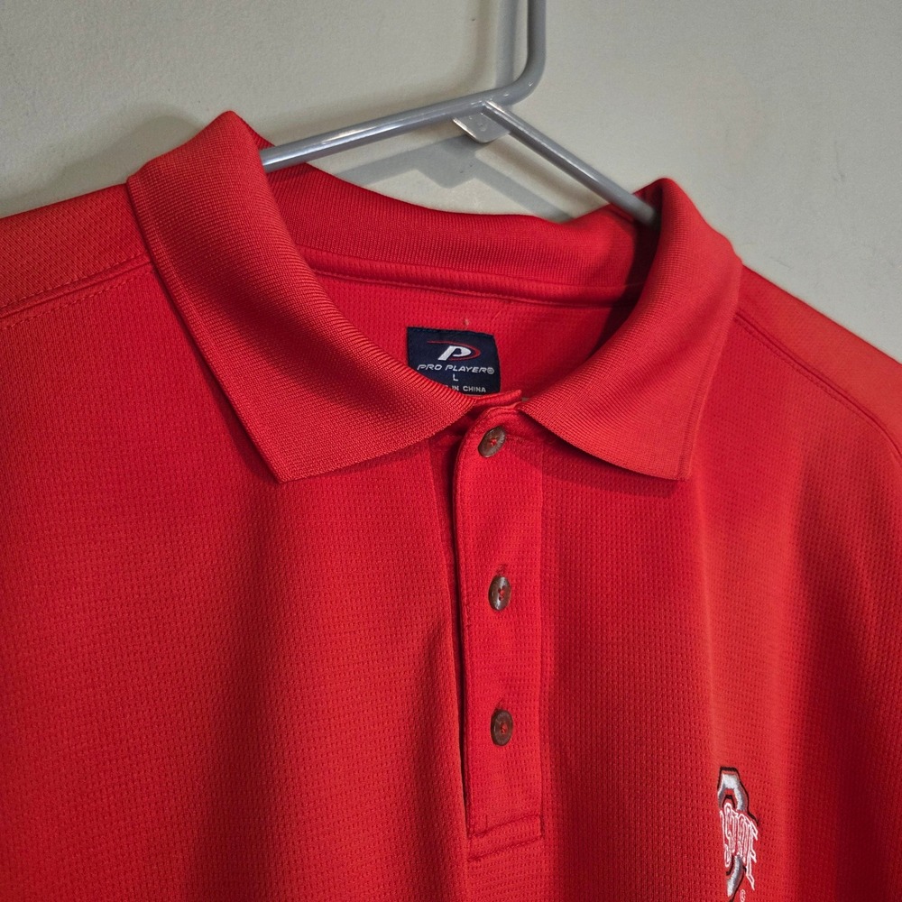 Pro Player Ohio State Buckeyes NCAA Polo Shirt Mens Large Red Embroidered Logo L